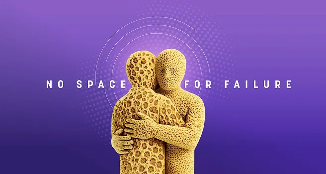 Two textured human figures embracing to represent strong dental bonding and adhesion with Dentafuse in restorative dentistry