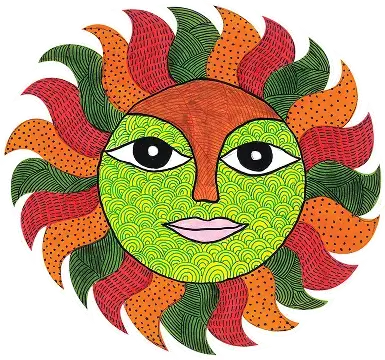 Healthcare campaign visual using cultural art to promote sunlight exposure as a natural source of vitamin D and overall health